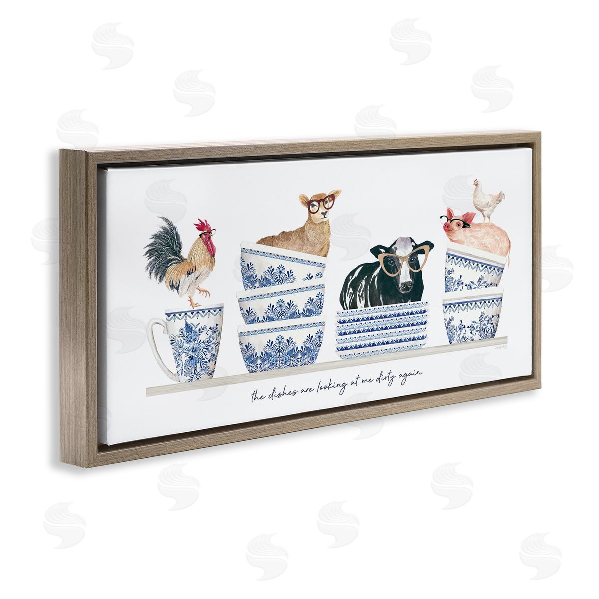 Cindy Jacobs Farmhouse Dirty Dishes Brown Floater Frame Canvas Artside_