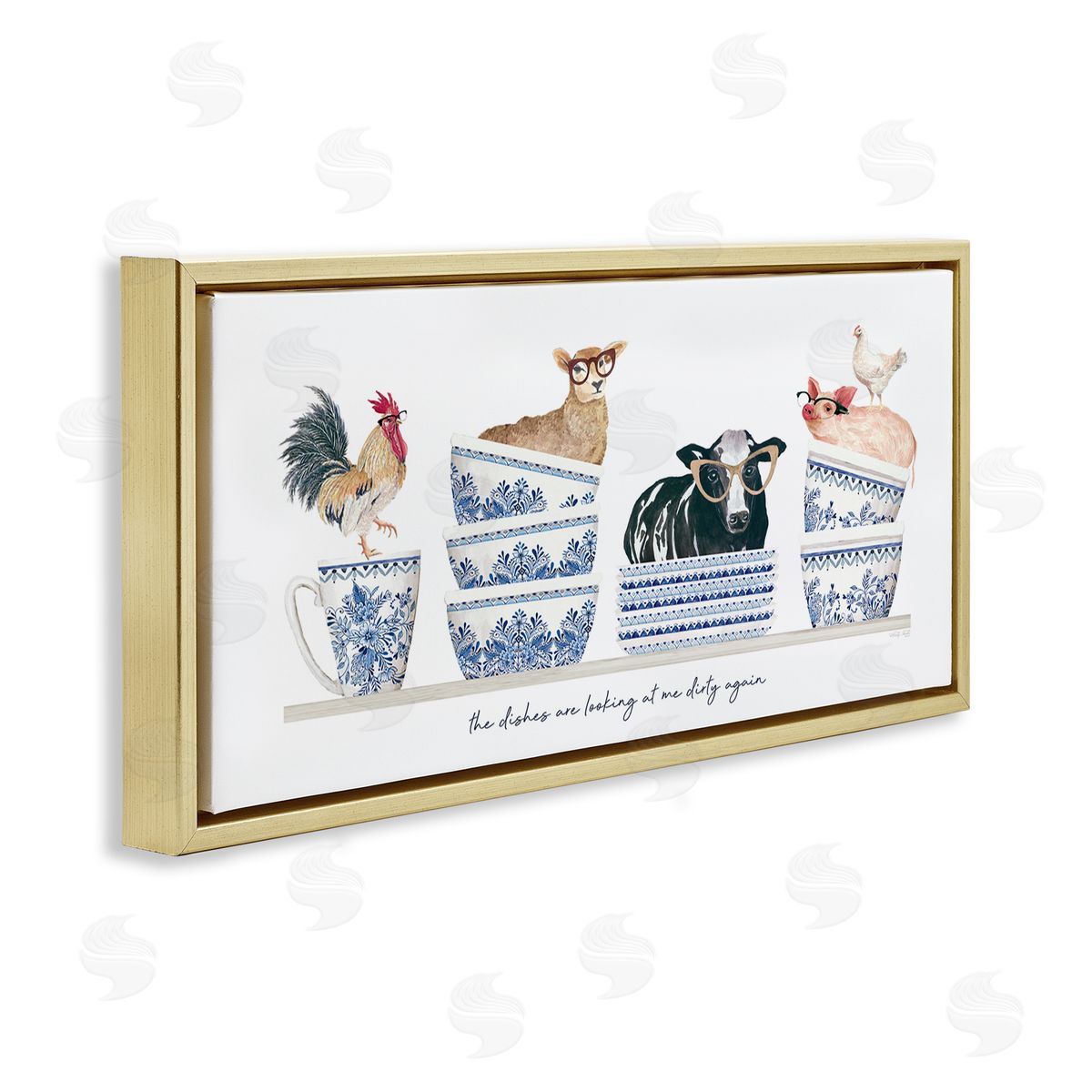 Cindy Jacobs Farmhouse Dirty Dishes Gold Floater Frame Canvas Artside_