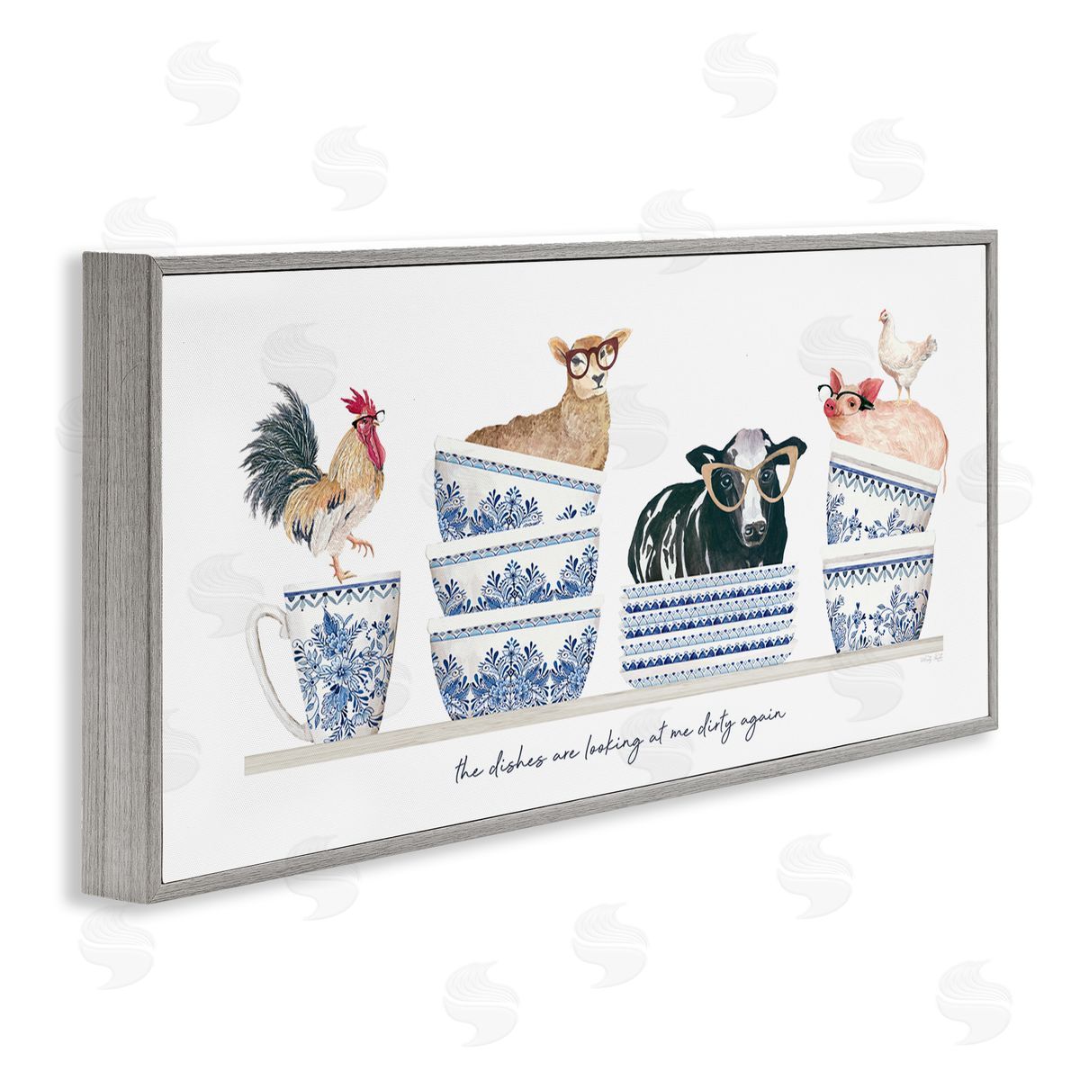 Cindy Jacobs Farmhouse Dirty Dishes Gray Framed Giclee Wall Artside_