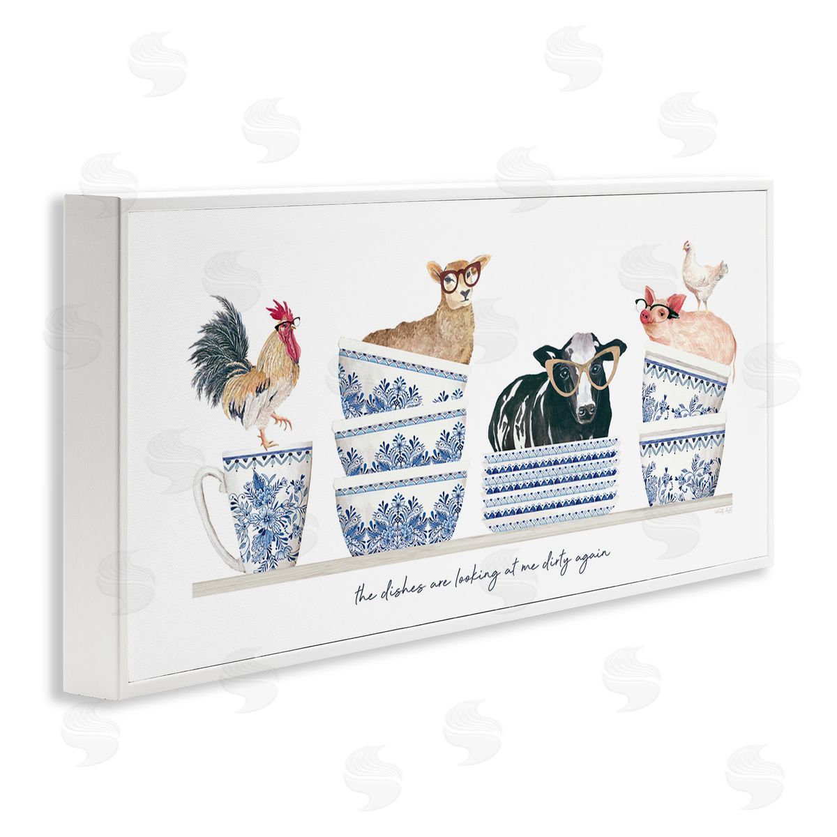 Cindy Jacobs Farmhouse Dirty Dishes White Framed Giclee Wall Artside_