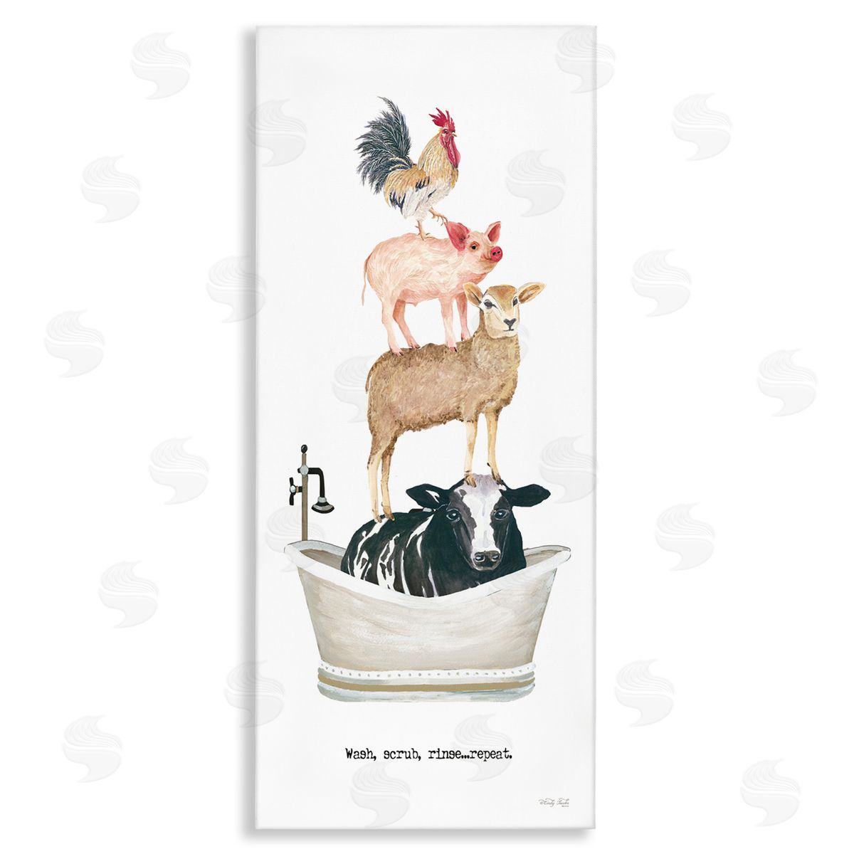 Cindy Jacobs Wash Scrub Rinse Animals Canvas Wall Art