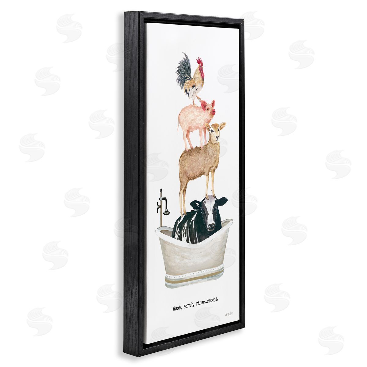 Cindy Jacobs Wash Scrub Rinse Animals Black Floater Frame Canvas Artside_