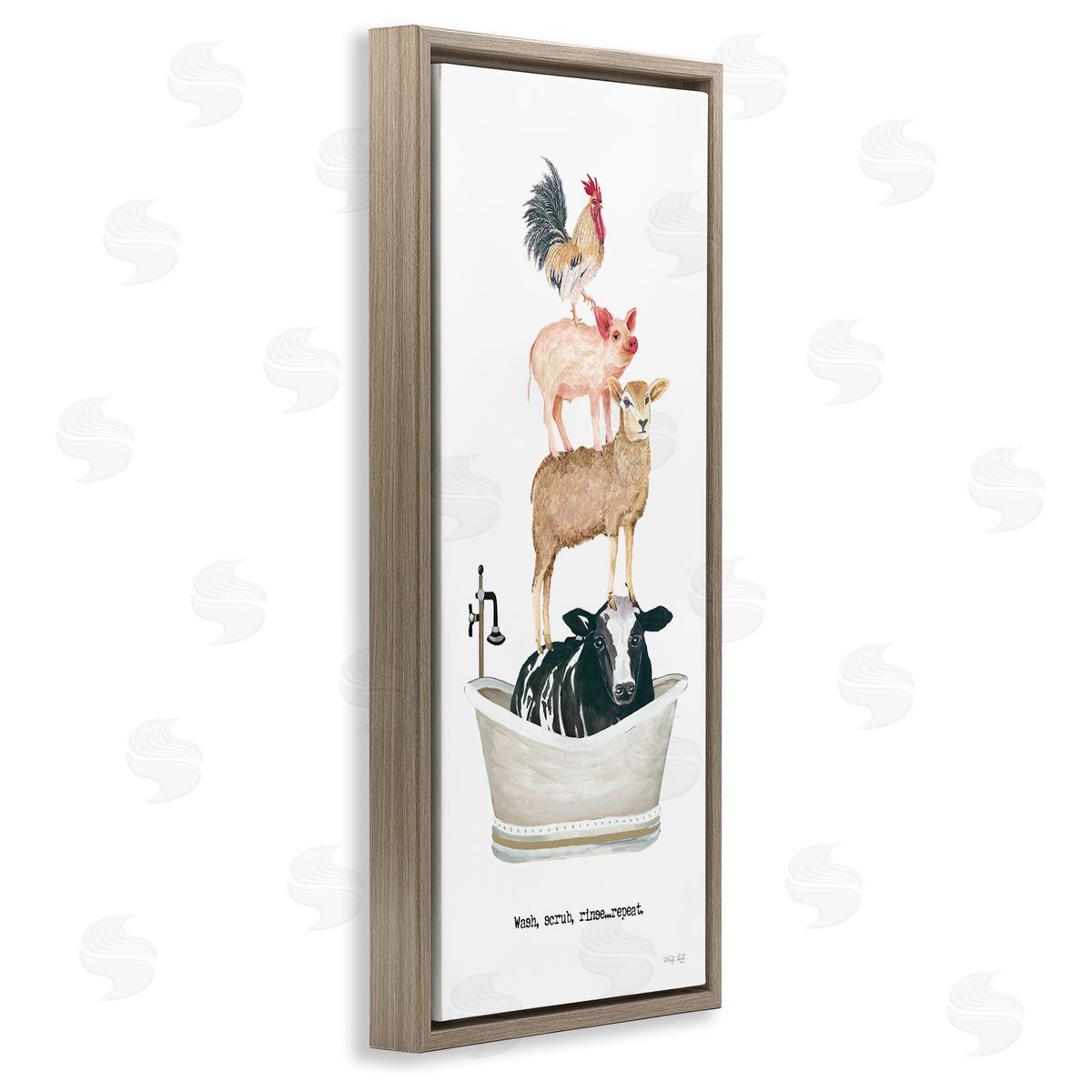 Cindy Jacobs Wash Scrub Rinse Animals Brown Floater Frame Canvas Artside_