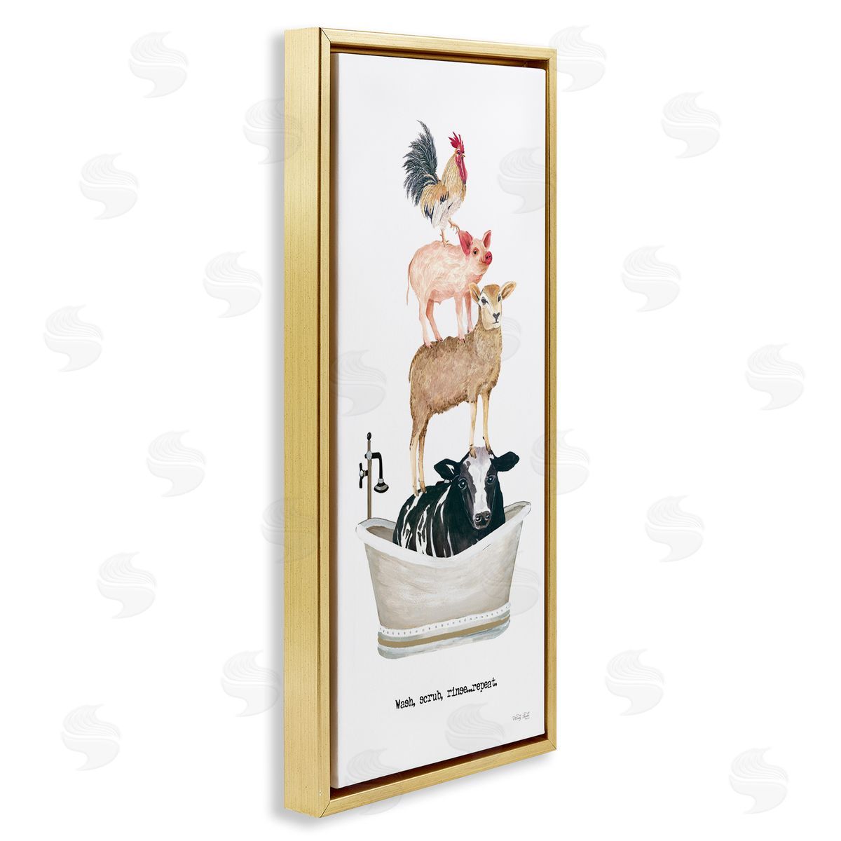 Cindy Jacobs Wash Scrub Rinse Animals Gold Floater Frame Canvas Artside_