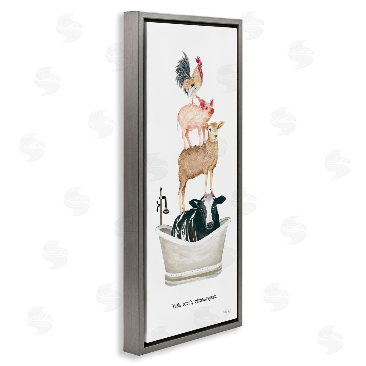 Cindy Jacobs Wash Scrub Rinse Animals Gray Floater Frame Canvas Artside_
