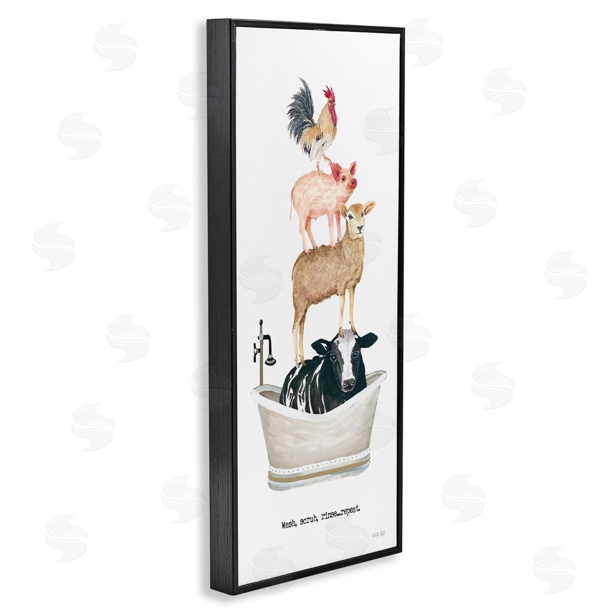 Cindy Jacobs Wash Scrub Rinse Animals Black Framed Giclee Wall Artside_