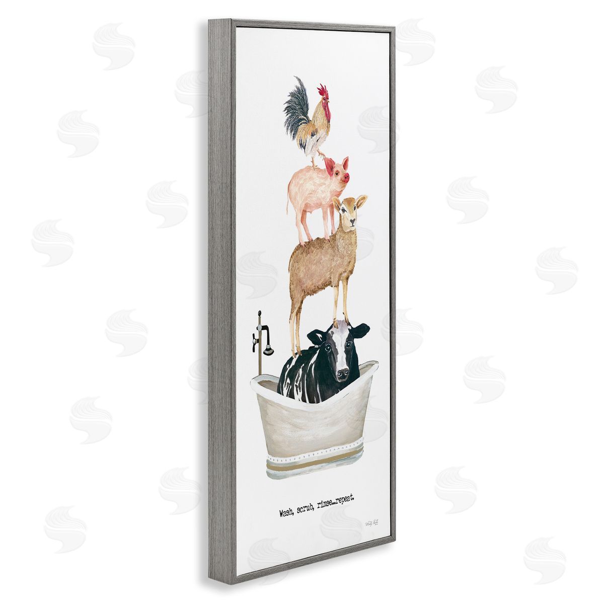 Cindy Jacobs Wash Scrub Rinse Animals Gray Framed Giclee Wall Artside_
