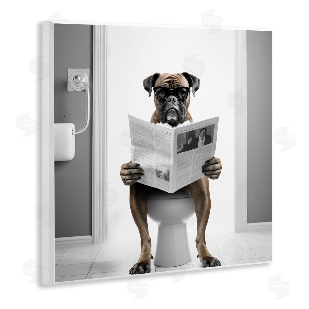 Boxer Dog & Newspaper Wood Plaque Wall Art, Home Decor by Lazar Studio