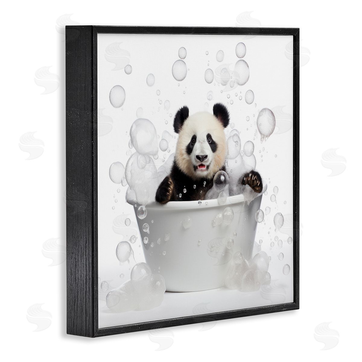 Lazar Studio Panda Bubble Bath Black Framed Giclee Wall Artside_