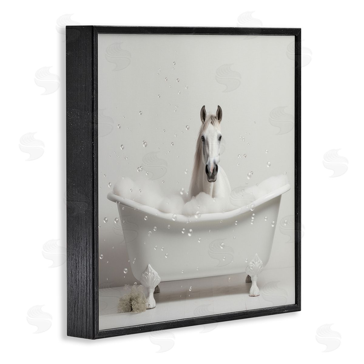 Lazar Studio Horse Bubble Bath Black Framed Giclee Wall Artside_
