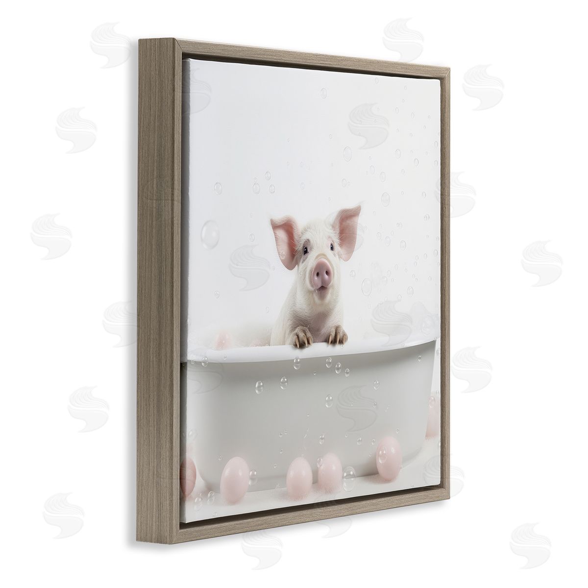 Lazar Studio Pig Bubble Bath Brown Floater Frame Canvas Artside_