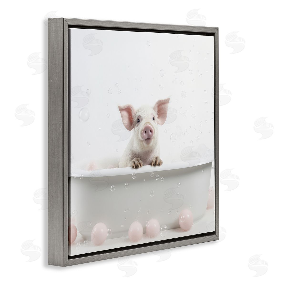 Lazar Studio Pig Bubble Bath Gray Floater Frame Canvas Artside_