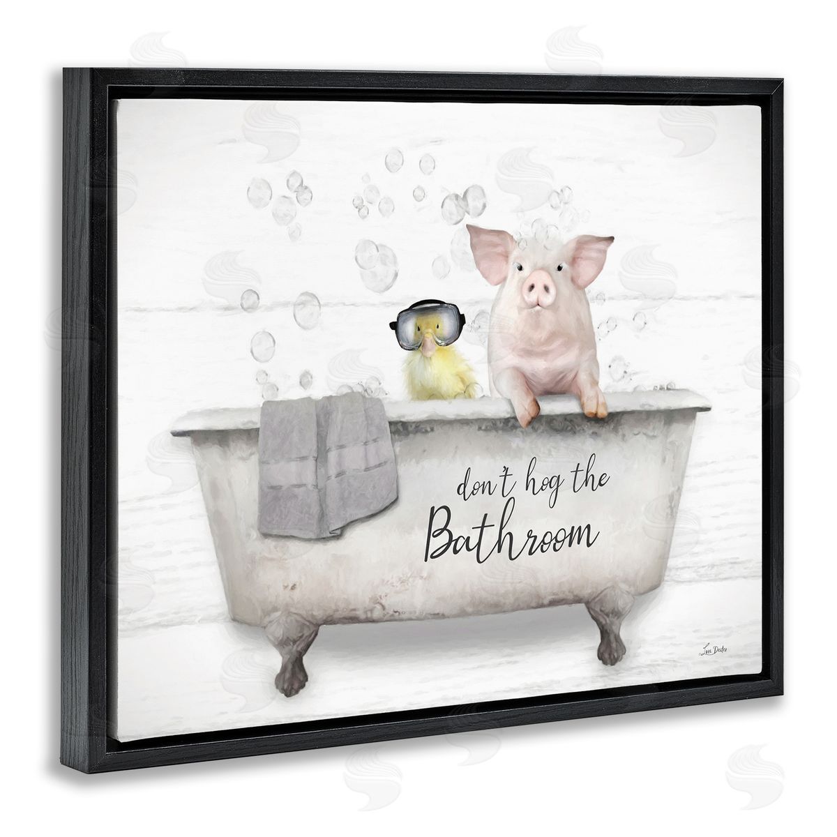 Lori Deiter Don't Hog Bathroom Black Floater Frame Canvas Artside_
