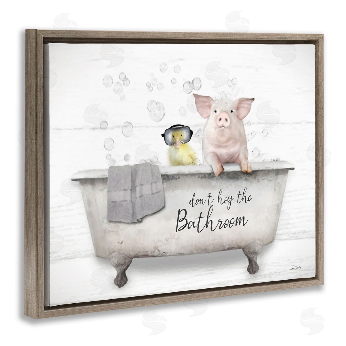 Lori Deiter Don't Hog Bathroom Brown Floater Frame Canvas Artside_