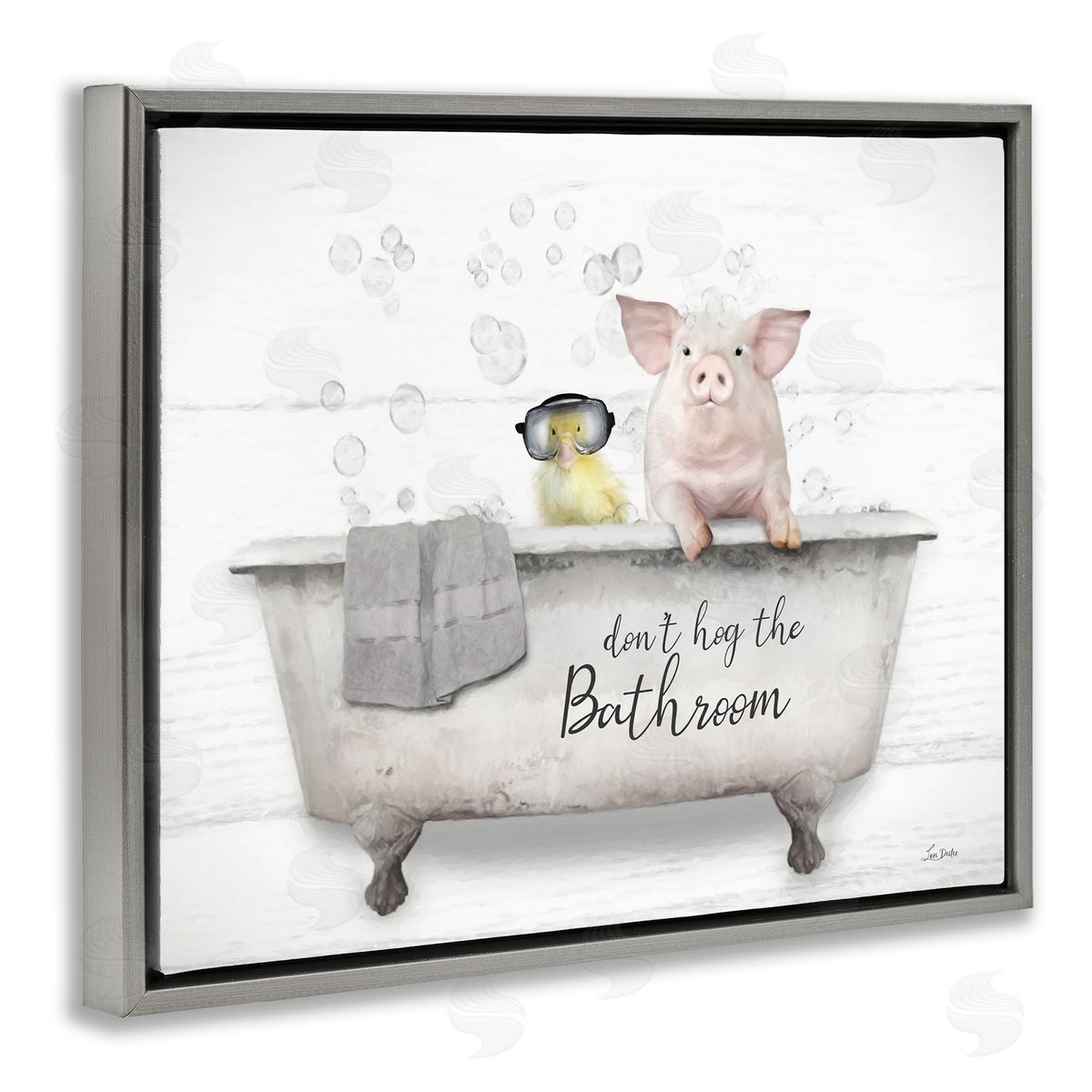 Lori Deiter Don't Hog Bathroom Gray Floater Frame Canvas Artside_