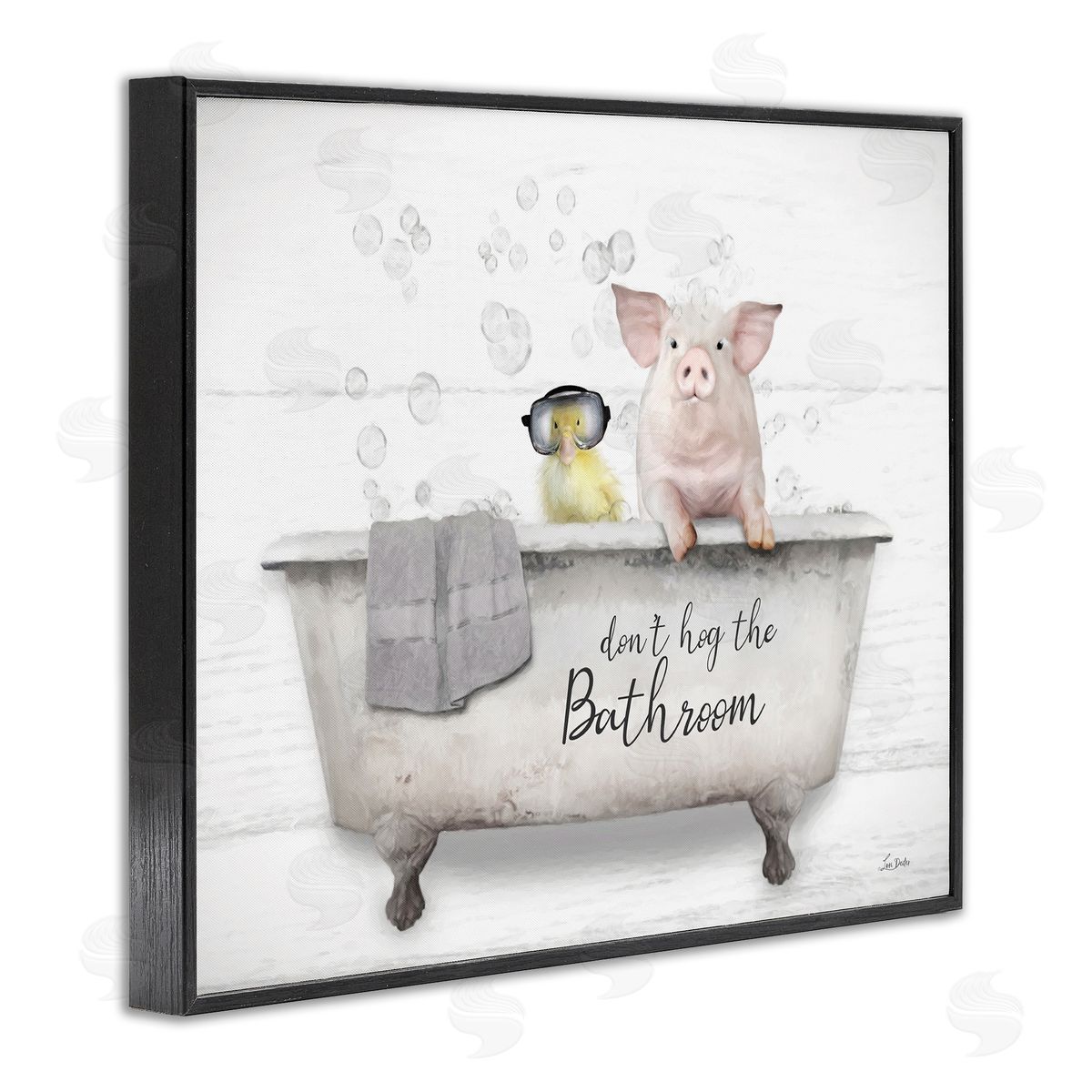 Lori Deiter Don't Hog Bathroom Black Framed Giclee Wall Artside_