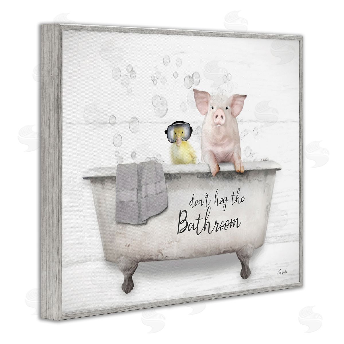 Lori Deiter Don't Hog Bathroom Gray Framed Giclee Wall Artside_