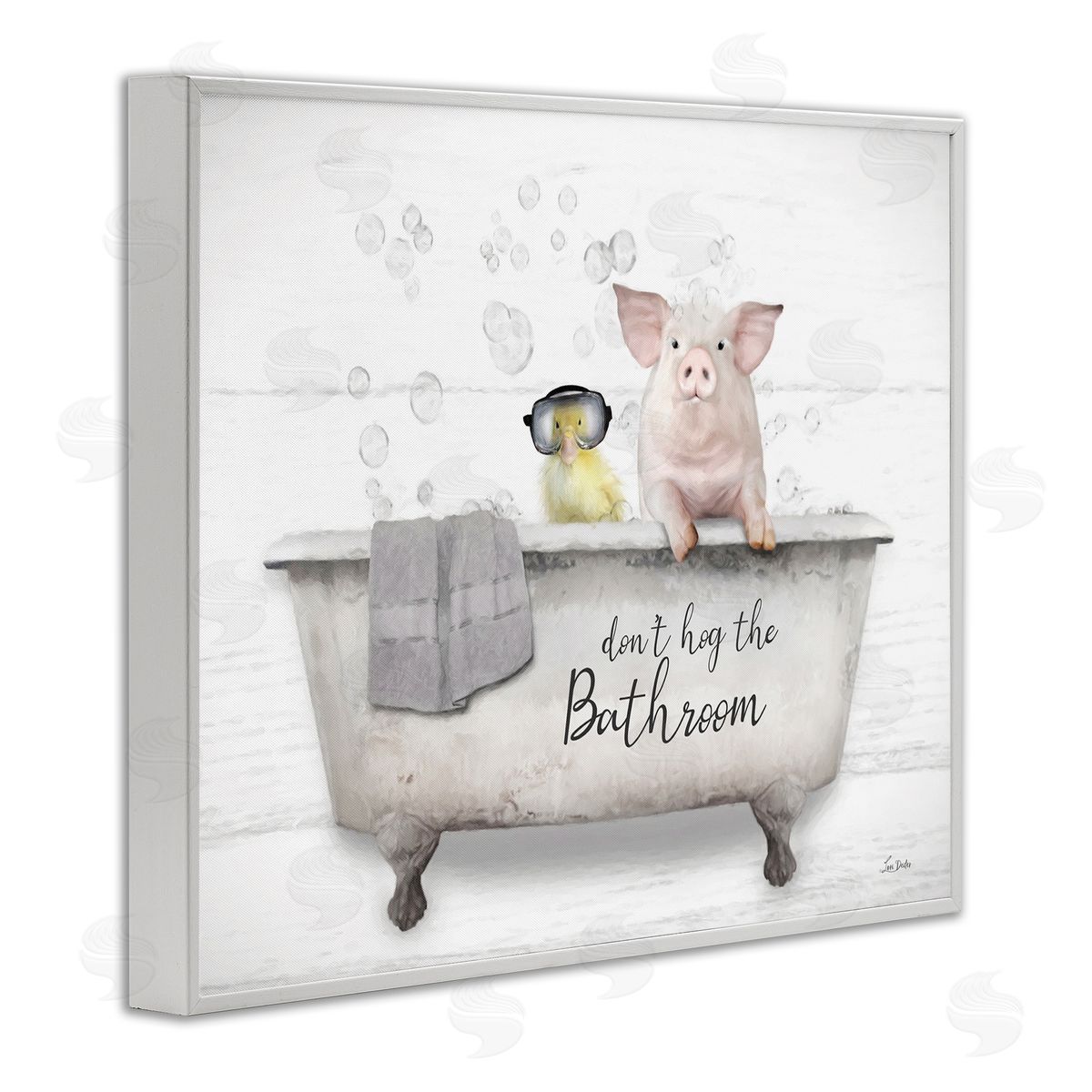Lori Deiter Don't Hog Bathroom White Framed Giclee Wall Artside_
