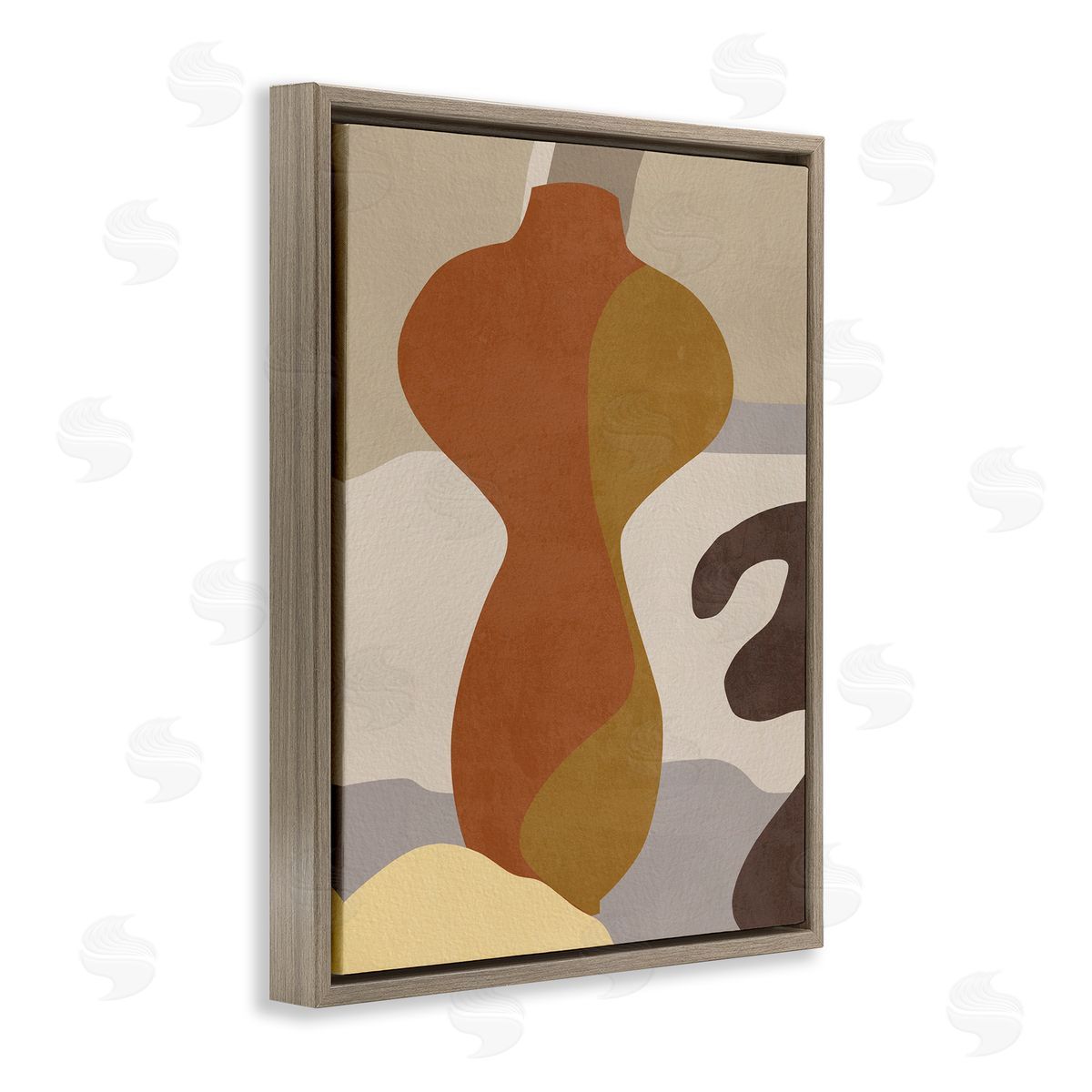 Melissa Wang Earthy Boho Vase Brown Floater Frame Canvas Artside_