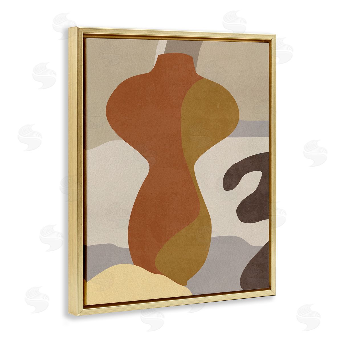 Melissa Wang Earthy Boho Vase Gold Floater Frame Canvas Artside_
