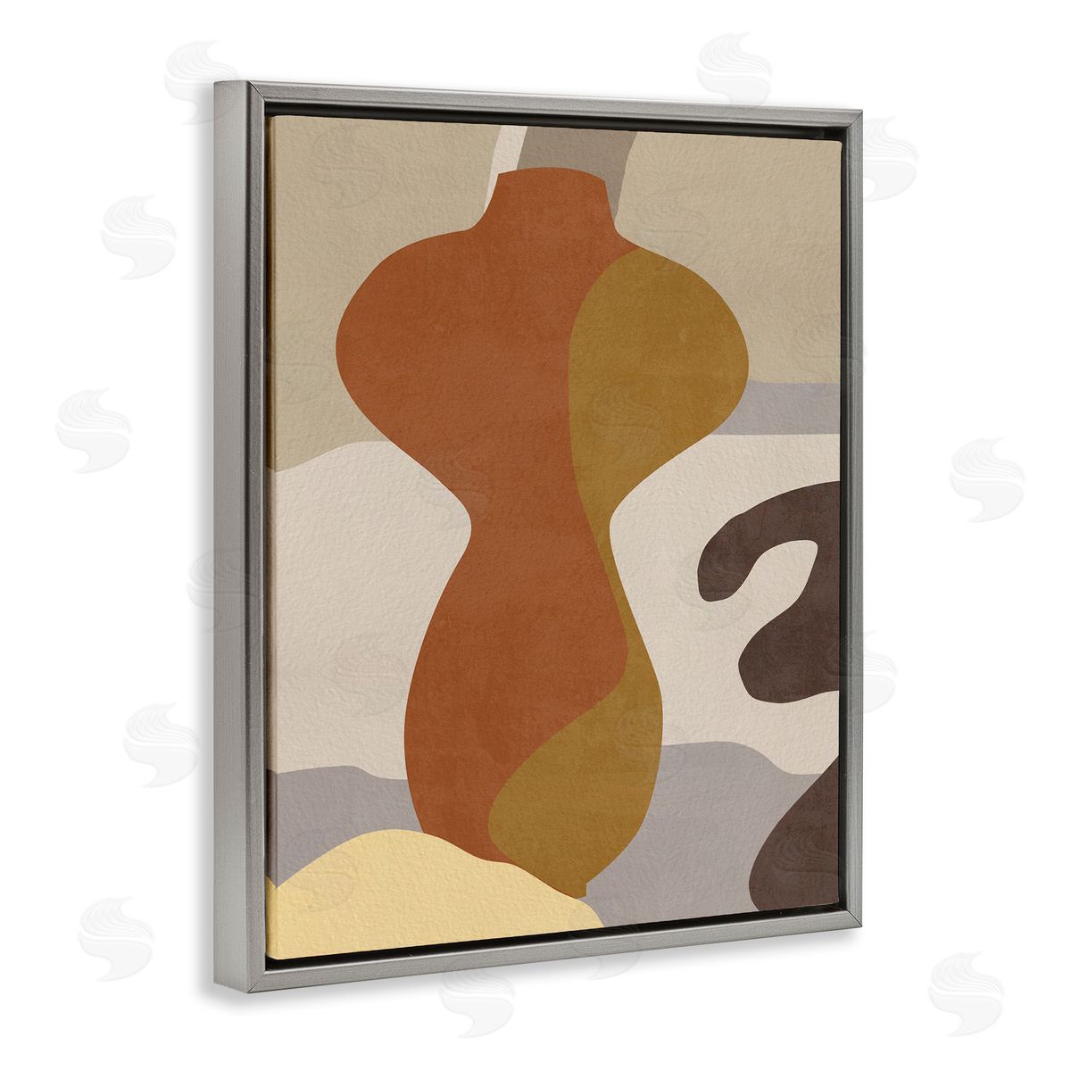Melissa Wang Earthy Boho Vase Gray Floater Frame Canvas Artside_