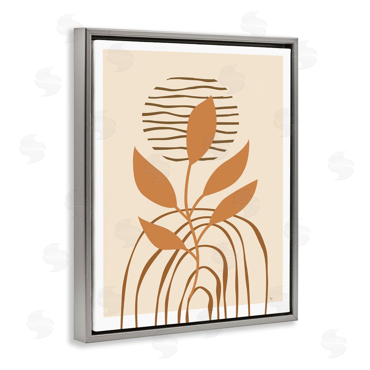 Martina Pavlova Earthy Boho Plant Gray Floater Frame Canvas Artside_