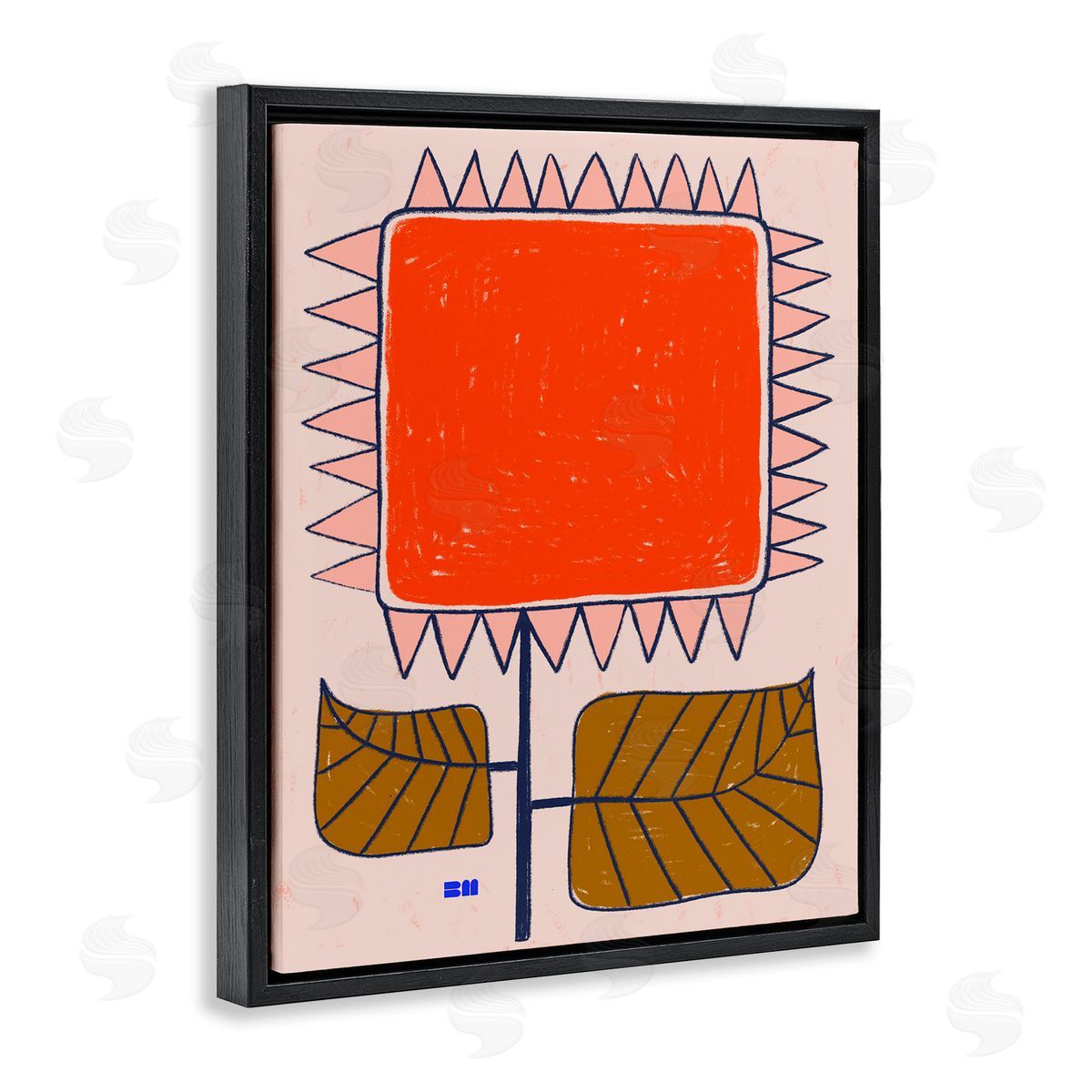 Birgit Maria Kiennast Modern Earthy Flower Black Floater Frame Canvas Artside_