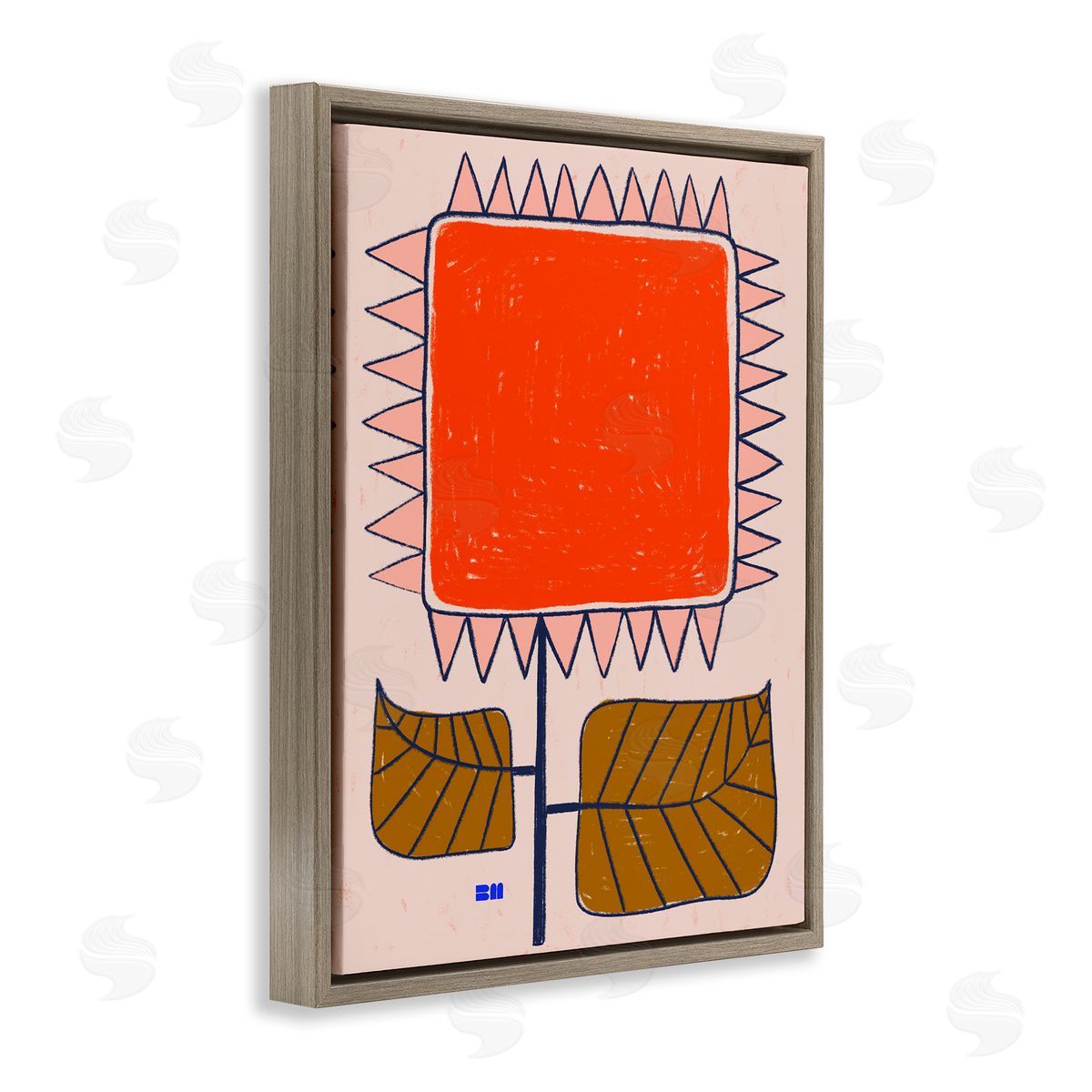 Birgit Maria Kiennast Modern Earthy Flower Brown Floater Frame Canvas Artside_