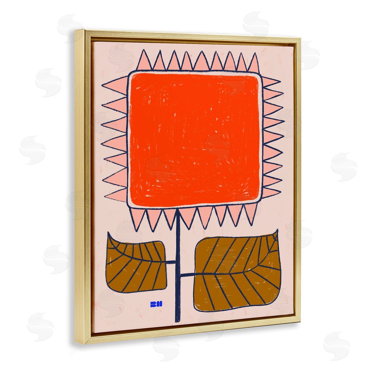 Birgit Maria Kiennast Modern Earthy Flower Gold Floater Frame Canvas Artside_