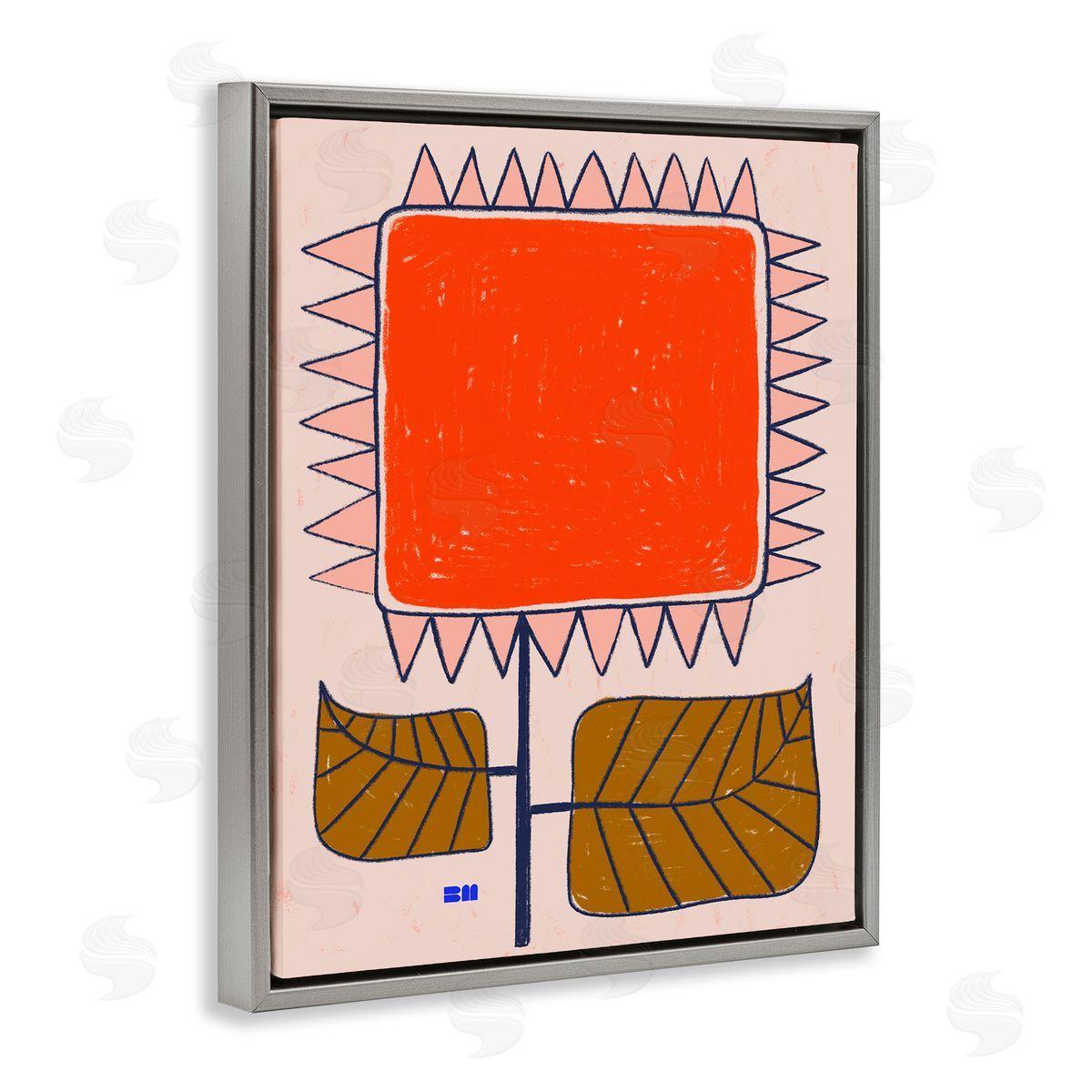 Birgit Maria Kiennast Modern Earthy Flower Gray Floater Frame Canvas Artside_