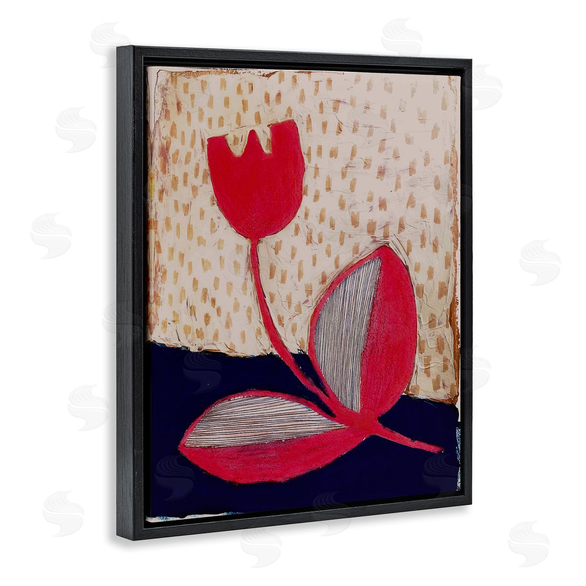 Birgit Maria Kiennast Red Boho Flower Black Floater Frame Canvas Artside_