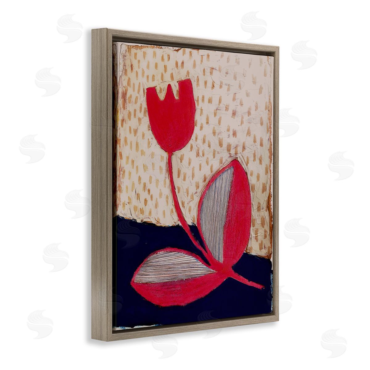 Birgit Maria Kiennast Red Boho Flower Brown Floater Frame Canvas Artside_