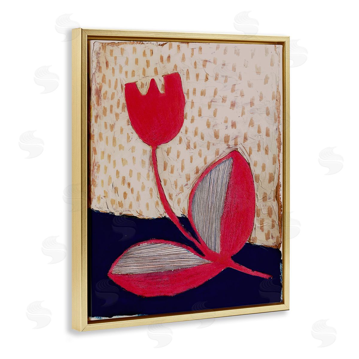 Birgit Maria Kiennast Red Boho Flower Gold Floater Frame Canvas Artside_