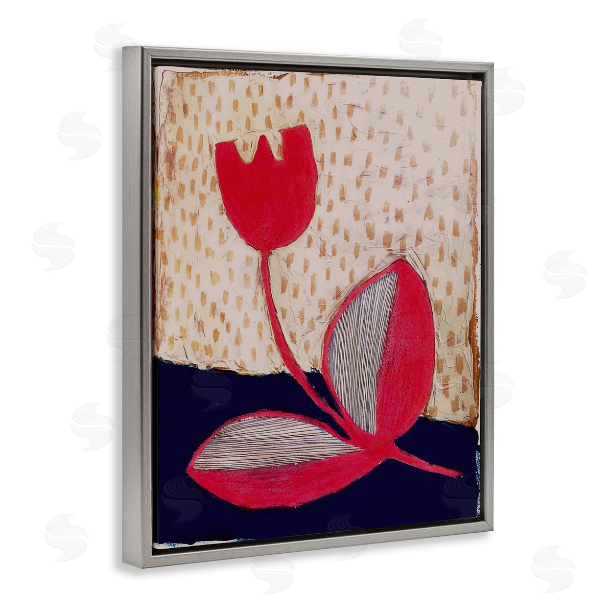 Birgit Maria Kiennast Red Boho Flower Gray Floater Frame Canvas Artside_