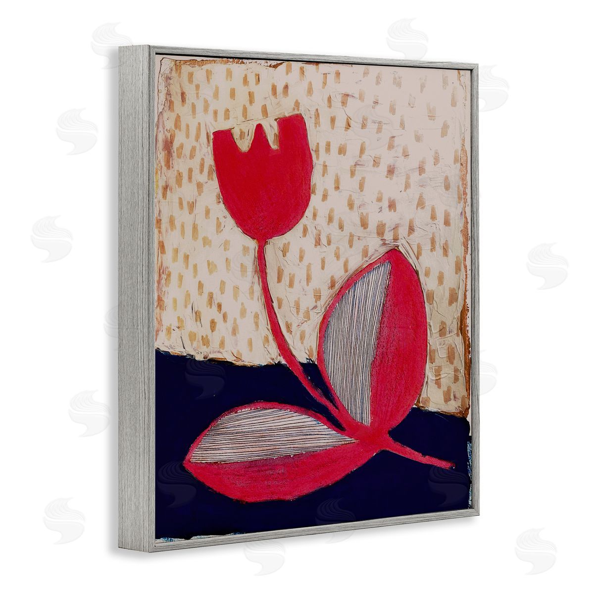 Birgit Maria Kiennast Red Boho Flower Gray Framed Giclee Wall Artside_
