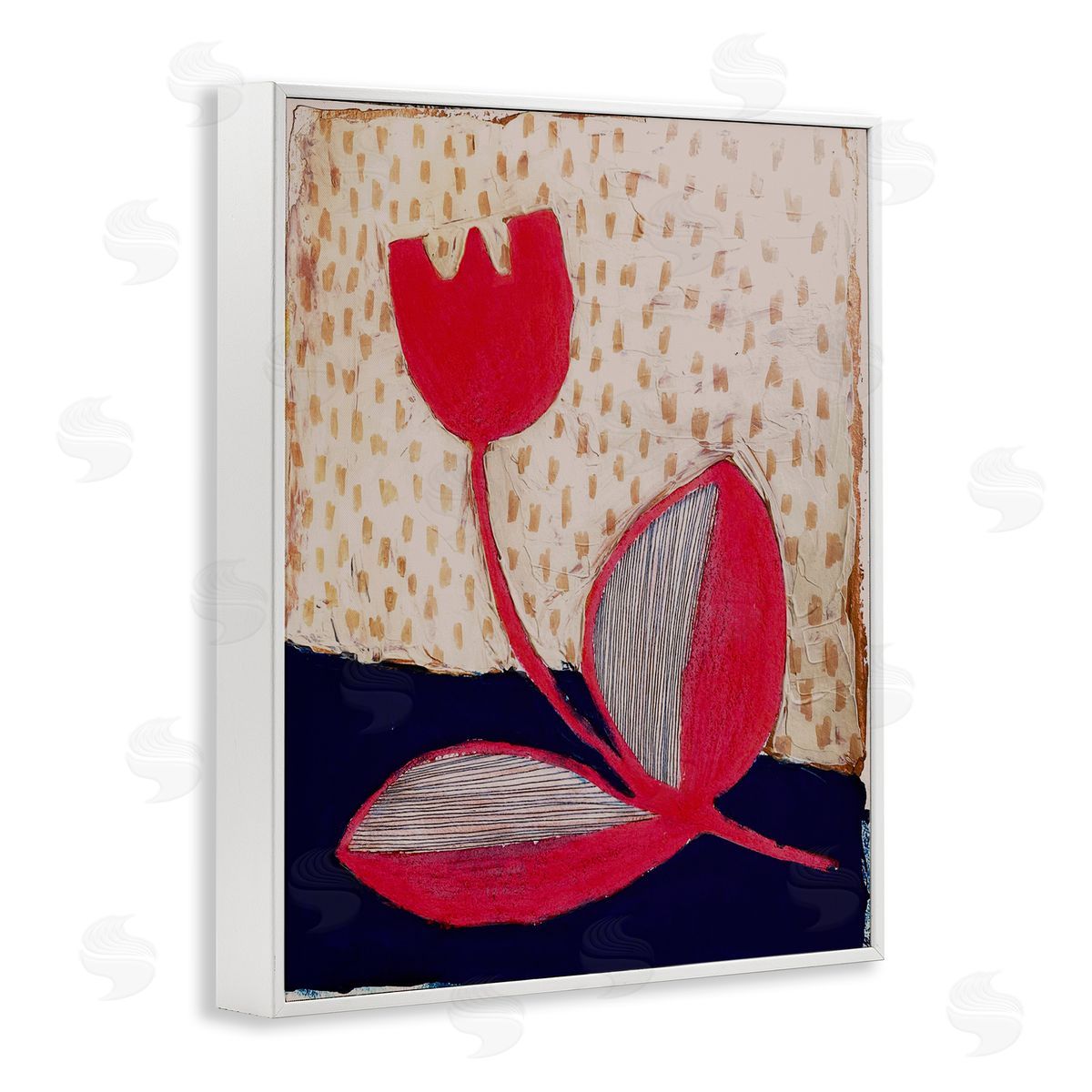 Birgit Maria Kiennast Red Boho Flower White Framed Giclee Wall Artside_
