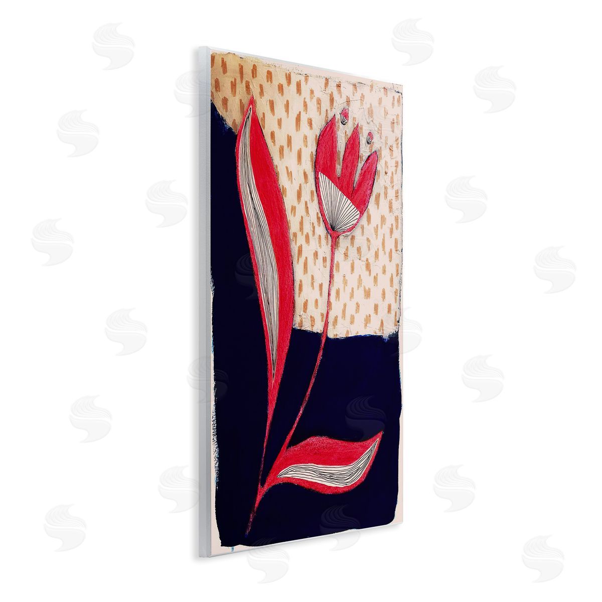 Birgit Maria Kiennast Red Abstract Flower Wall Plaque Artside_