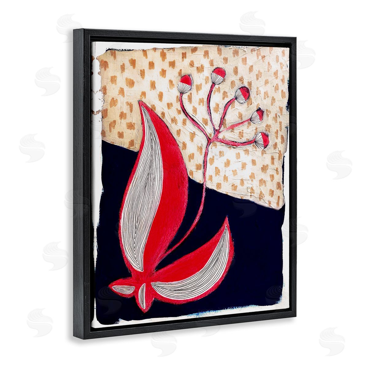 Birgit Maria Kiennast Abstract Boho Flower Black Floater Frame Canvas Artside_