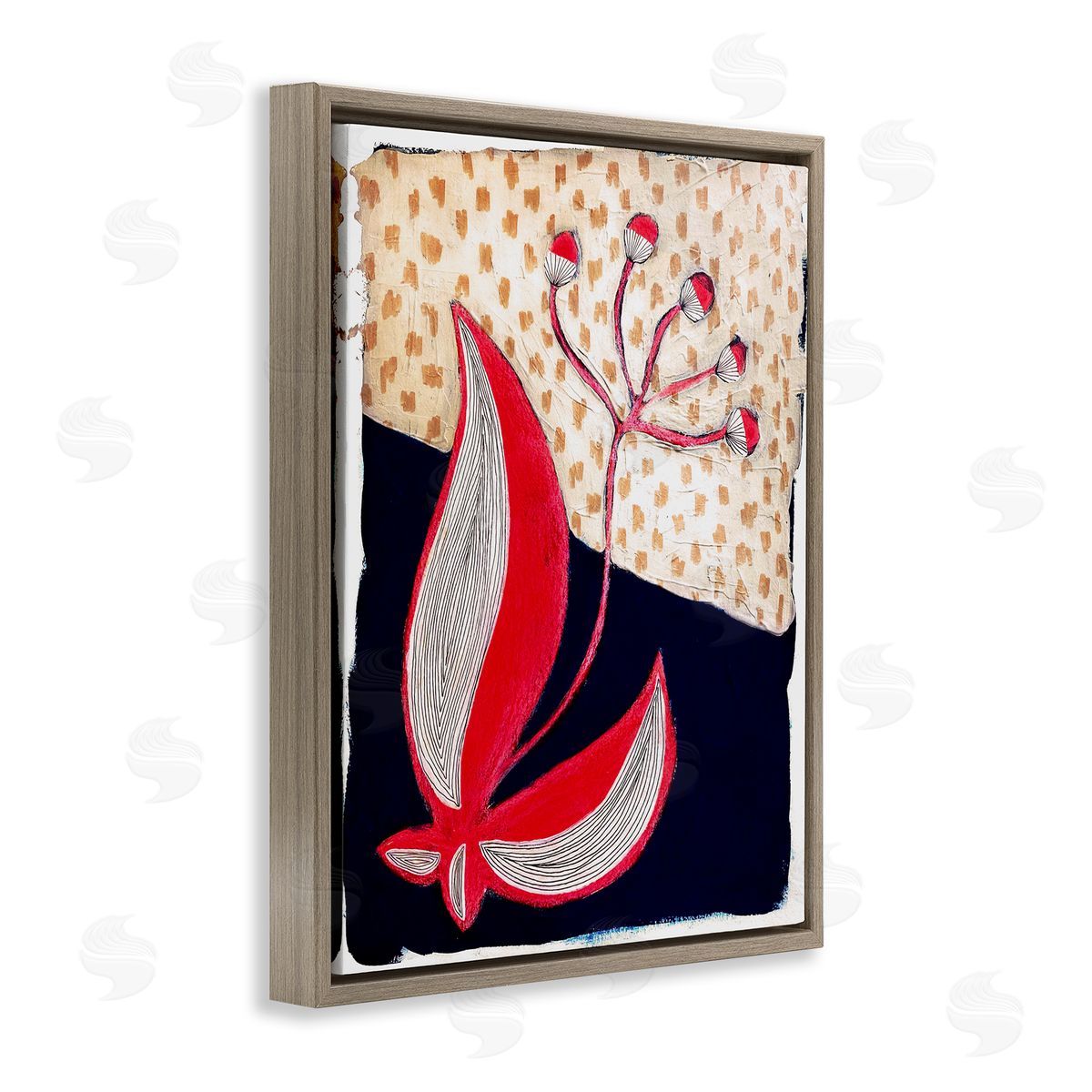 Birgit Maria Kiennast Abstract Boho Flower Brown Floater Frame Canvas Artside_