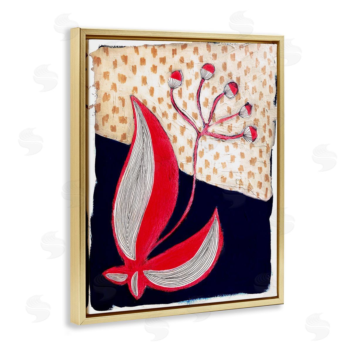 Birgit Maria Kiennast Abstract Boho Flower Gold Floater Frame Canvas Artside_