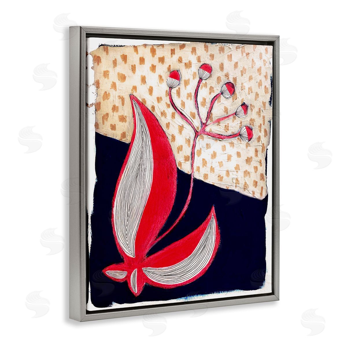 Birgit Maria Kiennast Abstract Boho Flower Gray Floater Frame Canvas Artside_