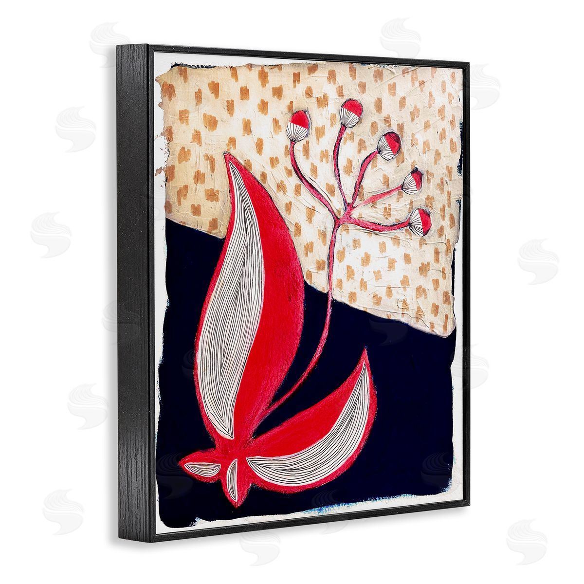Birgit Maria Kiennast Abstract Boho Flower Black Framed Giclee Wall Artside_