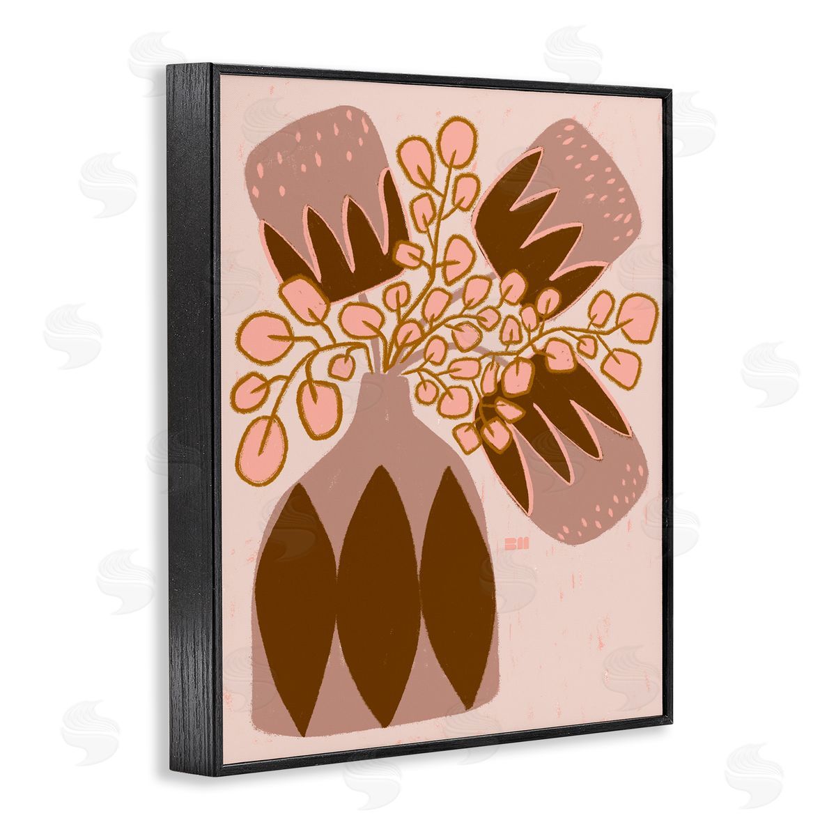 Birgit Maria Kiennast Boho Patterned Vase Black Framed Giclee Wall Artside_