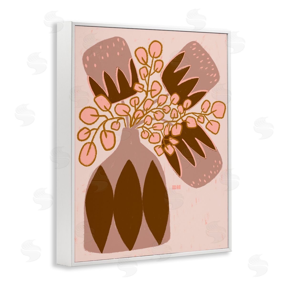Birgit Maria Kiennast Boho Patterned Vase White Framed Giclee Wall Artside_