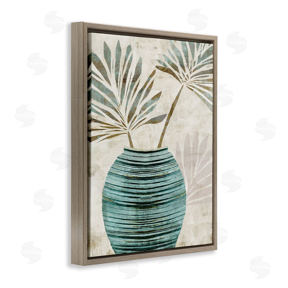 Flora Kouta Boho Plant Vase Brown Floater Frame Canvas Artside_