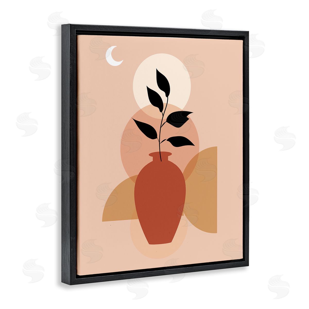 Arctic Frame Boho Vase & Moon Black Floater Frame Canvas Artside_