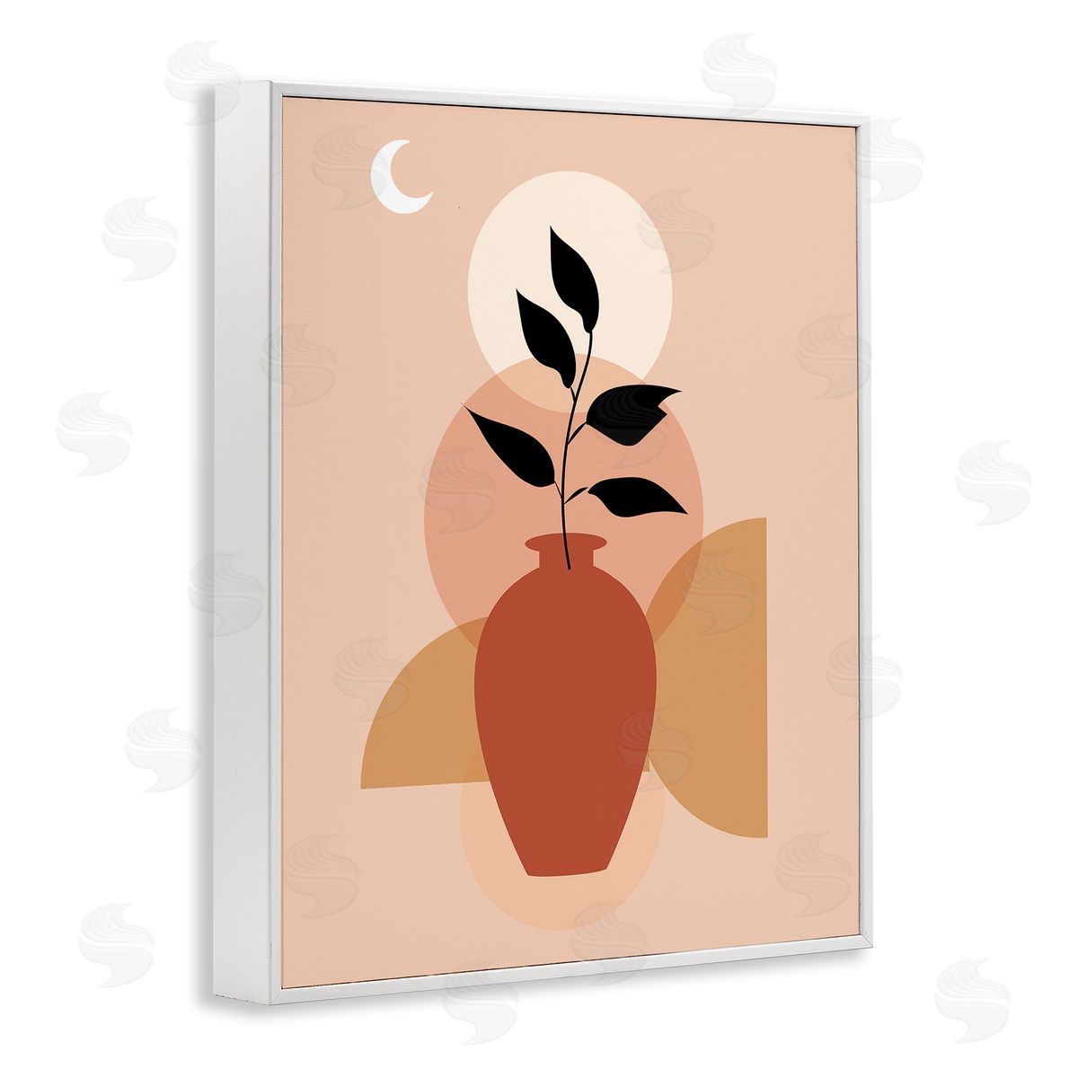 Arctic Frame Boho Vase & Moon White Framed Giclee Wall Artside_