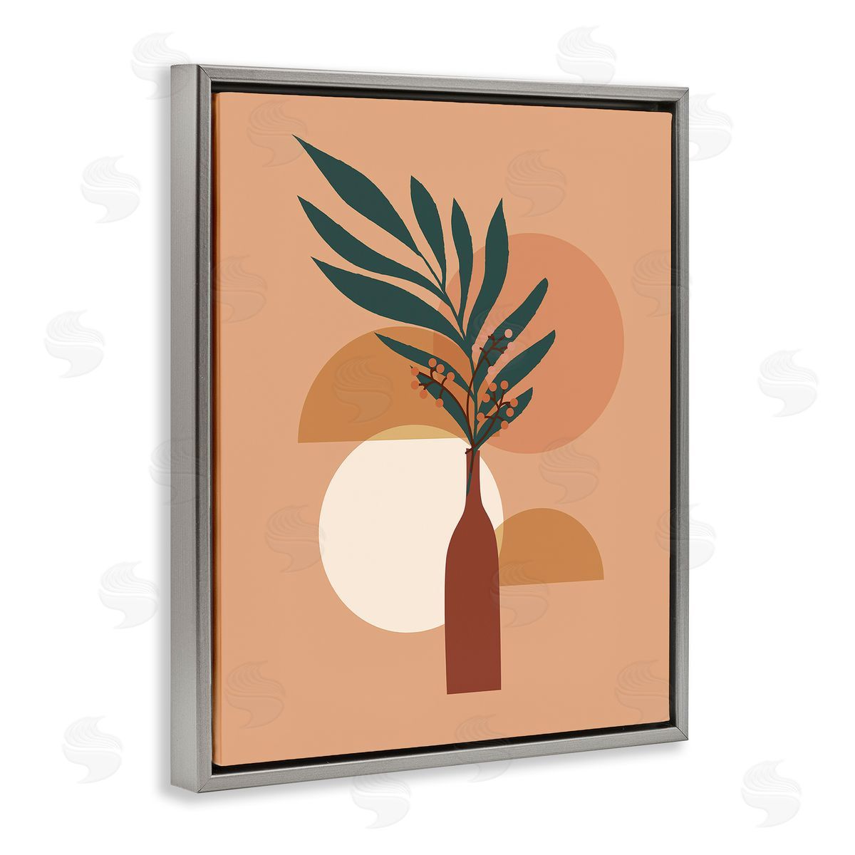 Arctic Frame Botanical Leaf & Shapes Gray Floater Frame Canvas Artside_
