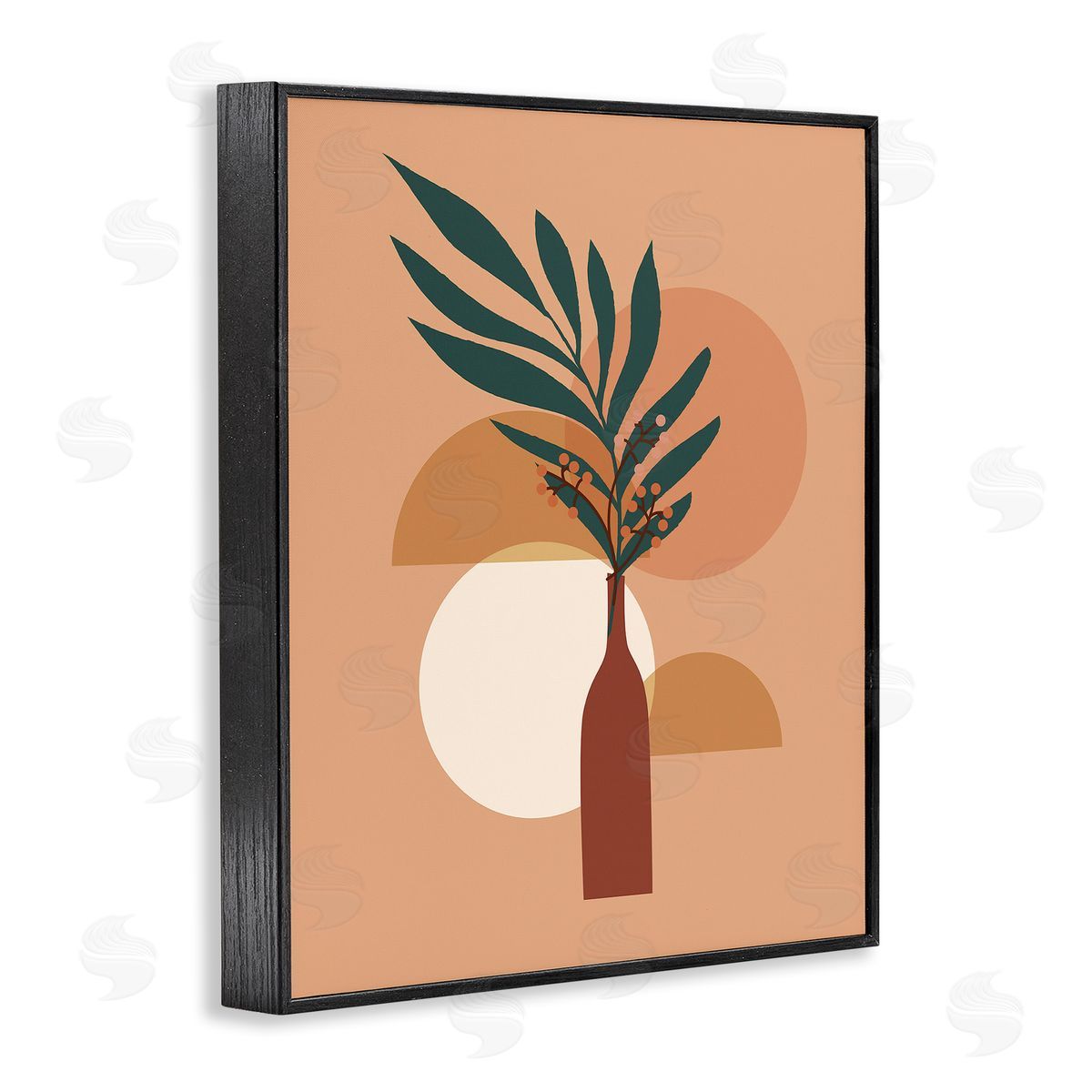 Arctic Frame Botanical Leaf & Shapes Black Framed Giclee Wall Artside_