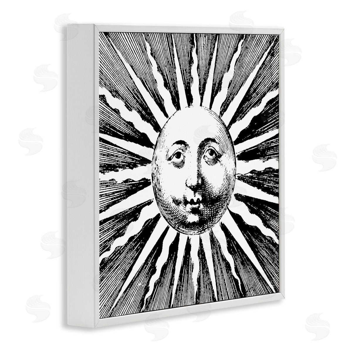 Stupell Studio Detailed Sun with Face White Framed Giclee Wall Artside_